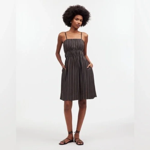 Madewell Smocked Stripe Mini Dress in Mini Dot Stripe - Picture 4 of 9